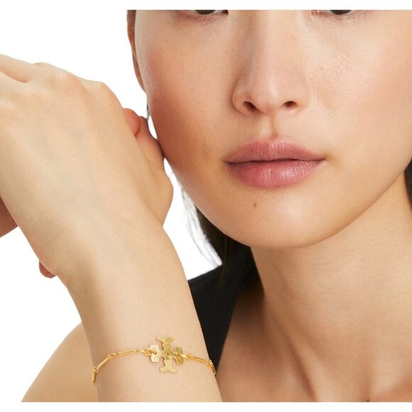 Tory Burch Gold Plated Logo Bracelet For Women - Picture 2 of 4